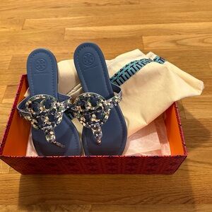 Tory Burch Miller Blue Floral *Like New* Size 7.5